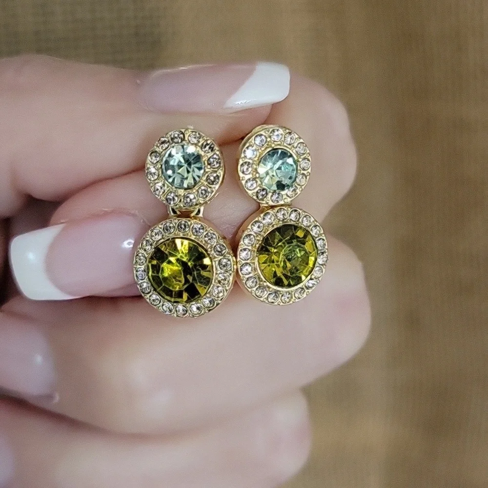 🔥LAST PAIR🔥 DAINTY PERIDOT AQUAMARINE HINGED DROP EARRINGS